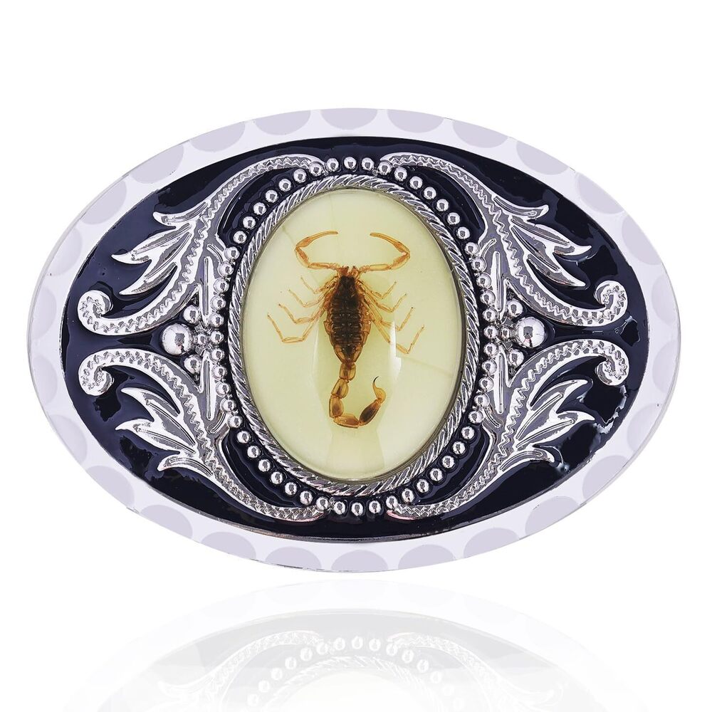 9440 Vintage Cool Novelty Oval Luminous Stone 3D Scorpion Animal Belt